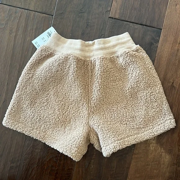 Hollister Gilly Hicks Cozy Fleece Sherpa 1/2 Zip Matching Shorts W/ Pockets Tan - Picture 6 of 6
